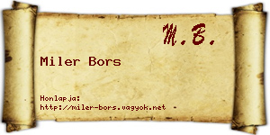 Miler Bors névjegykártya